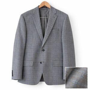 Lauren Ralph Lauren 40R Silk Wool Blue Gray Check Houndstooth Blazer Jacket